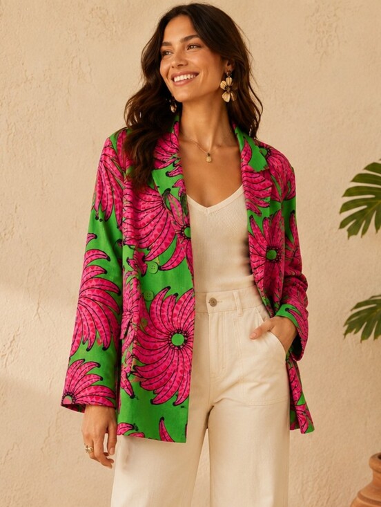 FARM Rio Jackets & Blazers - FARM Rio Banana Alberto Pitta Linen Blend Floral Blazer Jacket M
